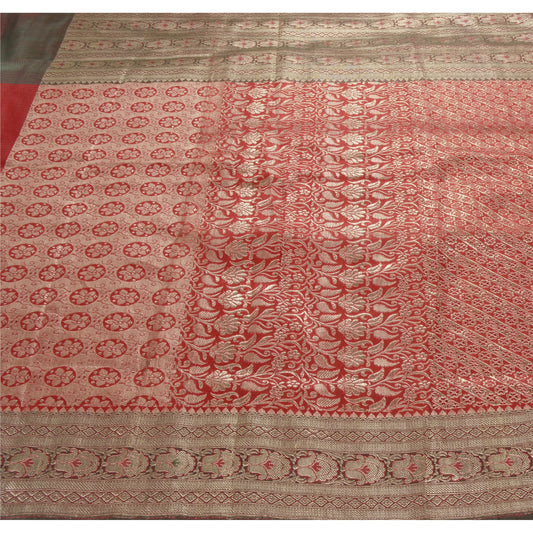 Sanskriti Vintage Heavy Saree Art Silk Banarasi Brocade Sustainable Fabric Sari Blouse Piece