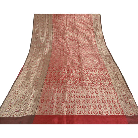 Sanskriti Vintage Heavy Saree Art Silk Banarasi Brocade Sustainable Fabric Sari Blouse Piece