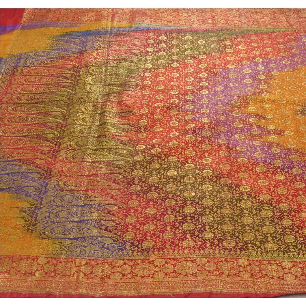 Sanskriti Vintage Heavy Saree Art Silk Banarasi Brocade Fabric Zari Work Sari