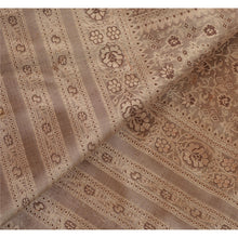 Load image into Gallery viewer, Sanskriti Vintage Brown Heavy Saree Pure Satin Silk Woven Sari Craft 5 Yd Fabric

