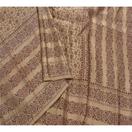 Sanskriti Vintage Brown Heavy Saree Pure Satin Silk Woven Sari Craft 5 Yd Fabric