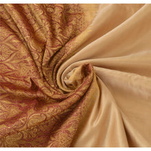 Load image into Gallery viewer, Sanskriti Vintage Heavy Saree 100% Pure Satin Silk Woven Cream Sari Craft Fabric
