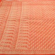 Sanskriti Vintage Peach Heavy Saree 100% Pure Silk Banarasi Brocade Fabric Sari