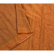 Sanskriti Vintage Dark Orange Heavy Saree 100% Pure Silk Woven Sari Craft Fabric