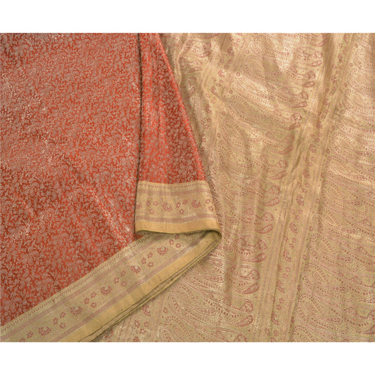 Sanskriti Vintage Heavy Saree 100% Pure Satin Silk Banarasi Brocade Sustainable Fabric Sari