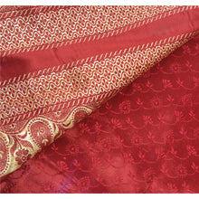 Load image into Gallery viewer, Sanskriti Vintage Heavy Saree Pure Satin Silk Dark Red Brocade Banarasi Fabric Sari Blouse Piece
