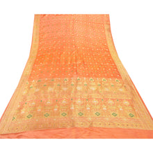Load image into Gallery viewer, Sanskriti Vintage Peach Heavy Saree Pure Satin Silk Banarasi Brocade Fabric Sari
