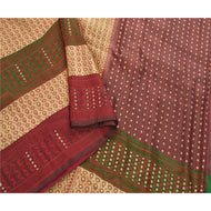 Sanskriti Vintage Cream Heavy Saree Pure Satin Silk Banarasi Brocade Fabric Sari