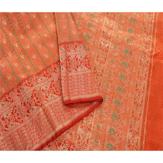 Sanskriti Vintage Heavy Saree Art Silk Woven Brocade Banarasi Sari Zari Sustainable Fabric