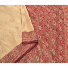 Load image into Gallery viewer, Sanskriti Vintage Cream Heavy Saree 100% Pure Satin Silk Woven Fabric 5 Yd Sari
