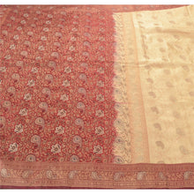 Load image into Gallery viewer, Sanskriti Vintage Cream Heavy Saree 100% Pure Satin Silk Woven Fabric 5 Yd Sari
