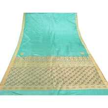 Load image into Gallery viewer, Sanskriti Vintage Green Heavy Saree Pure Satin Silk Woven Brocade Banarasi Sari Fabric
