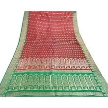 Load image into Gallery viewer, Sanskriti Vinatage Dark Red Heavy Saree Pure Satin Silk Woven Brocade Banarasi Sari Fabric
