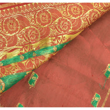 Load image into Gallery viewer, Sanskriti Vintage Heavy Saree Pure Satin Silk Brocade Sari Fabric Blouse Piece

