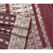 Load image into Gallery viewer, Sanskriti Vintage Purple Heavy Saree 100% Pure Satin Silk Brocade/Banarasi Fabric Sari
