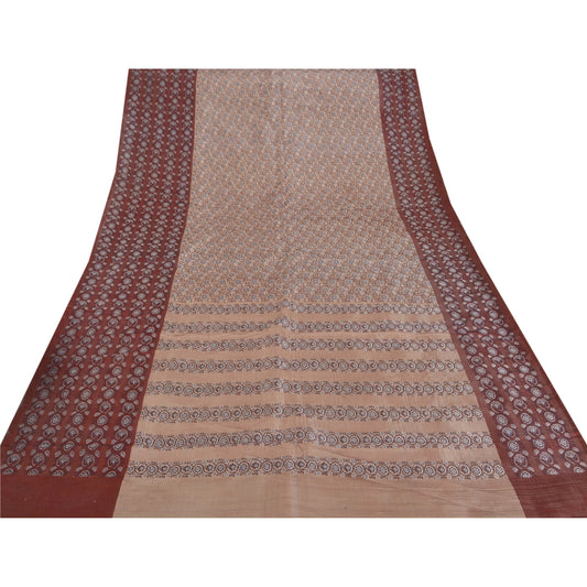 Sanskriti Vintage Cream Heavy Saree Pure Satin Silk Woven Sustainable Fabric Cultural Sari