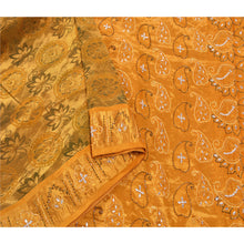 Load image into Gallery viewer, Sanskriti Vinatage Rare Mustard Kanjivaram Saree Hand Beads Pure Silk Sari Fabric
