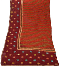 Load image into Gallery viewer, Vintage Dupatta Long Stole Georgette Dark Orange Hijab Hand Beaded Wrap Veil
