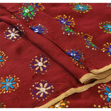 Load image into Gallery viewer, Vintage Dupatta Long Stole OOAK Dark Red Hijab Hand Embroidered Phulkari Shawl
