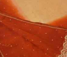 Load image into Gallery viewer, Sanskriti Vintage Dupatta Long Stole Net Mesh Orange Scarves Hand Beaded Hijab
