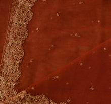 Load image into Gallery viewer, Sanskriti Vintage Dupatta Long Stole Net Mesh Orange Scarves Hand Beaded Hijab
