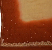 Load image into Gallery viewer, Sanskriti Vintage Dupatta Long Stole Net Mesh Orange Scarves Hand Beaded Hijab
