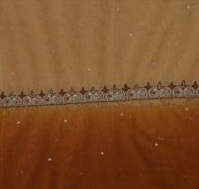 Load image into Gallery viewer, Sanskriti Vintage Dupatta Long Stole Net Mesh Brown Hijab Hand Beaded Wrap Veil
