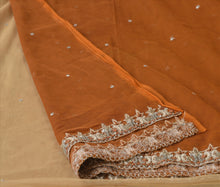 Load image into Gallery viewer, Sanskriti Vintage Dupatta Long Stole Net Mesh Brown Hijab Hand Beaded Wrap Veil
