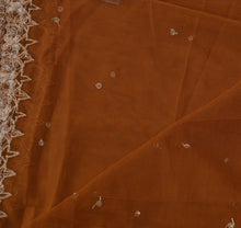 Load image into Gallery viewer, Sanskriti Vintage Dupatta Long Stole Net Mesh Brown Hijab Hand Beaded Wrap Veil
