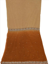 Load image into Gallery viewer, Sanskriti Vintage Dupatta Long Stole Net Mesh Brown Hijab Hand Beaded Wrap Veil
