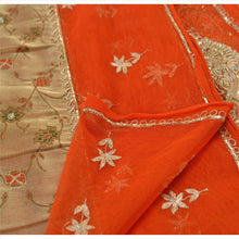 Load image into Gallery viewer, Sanskriti Vintage Dupatta Long Stole Net Mesh Orange Scarves Hand Beaded Hijab

