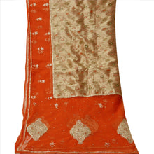 Load image into Gallery viewer, Sanskriti Vintage Dupatta Long Stole Net Mesh Orange Scarves Hand Beaded Hijab
