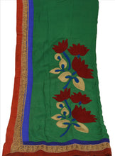 Load image into Gallery viewer, Sanskriti Vintage Dupatta Long Stole Georgette Green Hijab Embroidered Scarves
