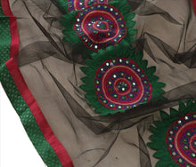 Load image into Gallery viewer, Sanskriti Vintage Dupatta Long Stole Net Mesh Black Hijab Embroidered Wrap Veil
