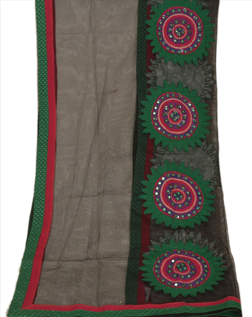 Sanskriti Vintage Dupatta Long Stole Net Mesh Black Hijab Embroidered Wrap Veil