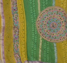 Load image into Gallery viewer, Sanskriti Vintage Dupatta Long Stole Cotton Green Scarves Hand Beaded Hijab
