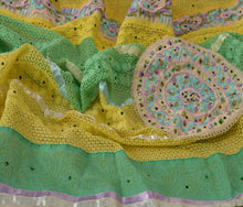 Load image into Gallery viewer, Sanskriti Vintage Dupatta Long Stole Cotton Green Scarves Hand Beaded Hijab
