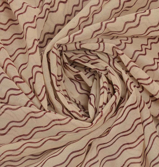 Sanskriti Vintage Dupatta Long Scarf Georgette Cream Brown Hand Embroidered Kantha Stole