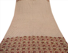 Load image into Gallery viewer, VINTAGE DUPATTA LONG SCARF GEORGETTE CREAM BROWN HAND EMBROIDERED KANTHA STOLE
