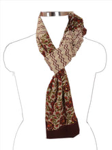 Load image into Gallery viewer, VINTAGE DUPATTA LONG SCARF GEORGETTE CREAM BROWN HAND EMBROIDERED KANTHA STOLE
