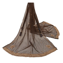 Load image into Gallery viewer, Dupatta Long Stole Net Mesh Brown Hijab Hand Beaded Veil
