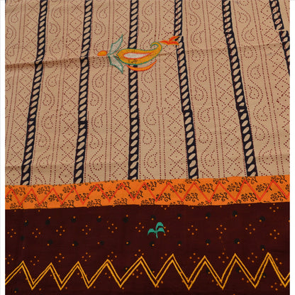 Sanskriti Vintage Dupatta Long Stole Cotton Cream Hijab Embroidered Wrap Veil