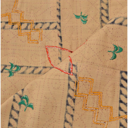 Sanskriti Vintage Dupatta Long Stole Cotton Cream Hijab Embroidered Wrap Veil