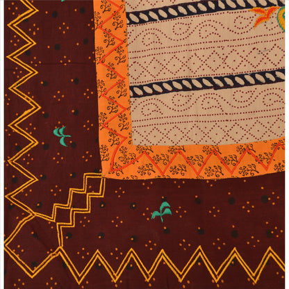 Sanskriti Vintage Dupatta Long Stole Cotton Cream Hijab Embroidered Wrap Veil