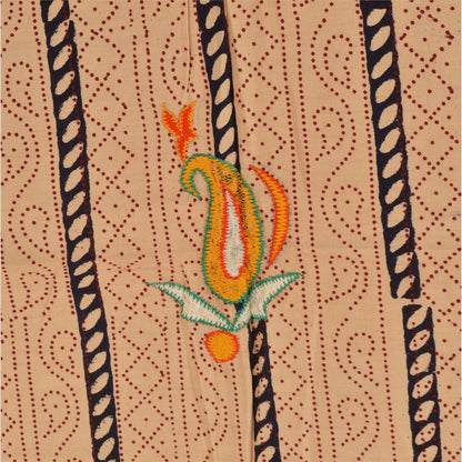 Sanskriti Vintage Dupatta Long Stole Cotton Cream Hijab Embroidered Wrap Veil