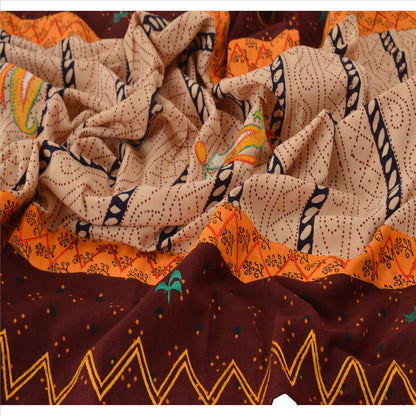 Sanskriti Vintage Dupatta Long Stole Cotton Cream Hijab Embroidered Wrap Veil