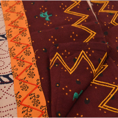 Sanskriti Vintage Dupatta Long Stole Cotton Cream Hijab Embroidered Wrap Veil