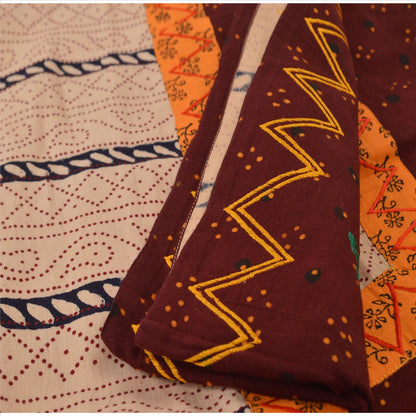 Sanskriti Vintage Dupatta Long Stole Cotton Cream Hijab Embroidered Wrap Veil