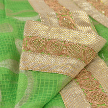Load image into Gallery viewer, Vintage Dupatta Long Stole Art Silk Green Embroidered Hijab Woven Wrap Veil
