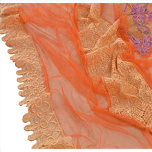 Load image into Gallery viewer, Sanskriti Vintage Dupatta Long Stole Net Mesh Orange Hijab Embroidered Scarves
